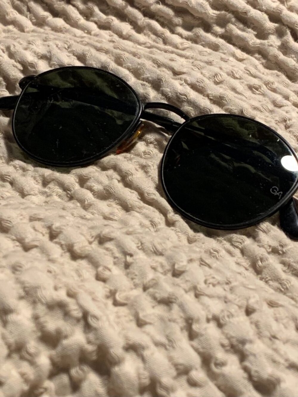 Vintage Giorgio Armani Black Gunmetal Spectacle-style Polarized Small Sunglasses